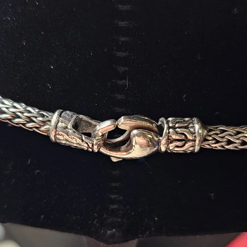 925 Sterling Silver Foxtail Wheat Kali Ball Station Necklace 16” 48g - Picture 4 of 8